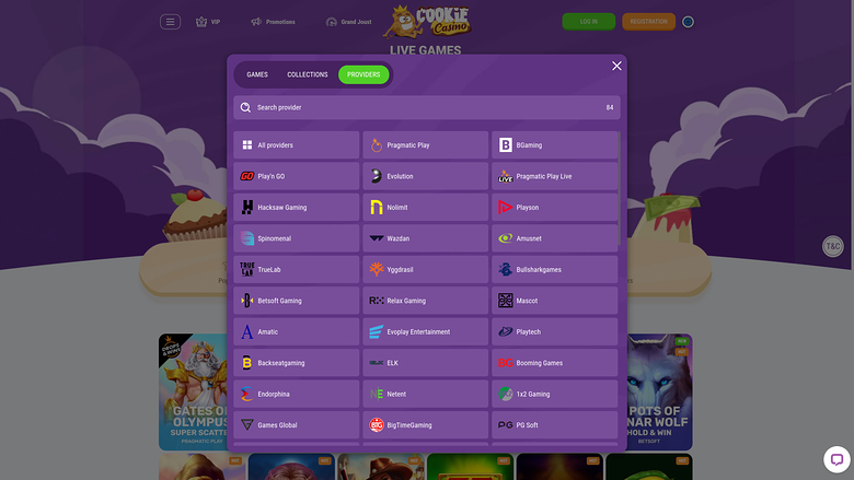 Cookie Casino — Games by studio