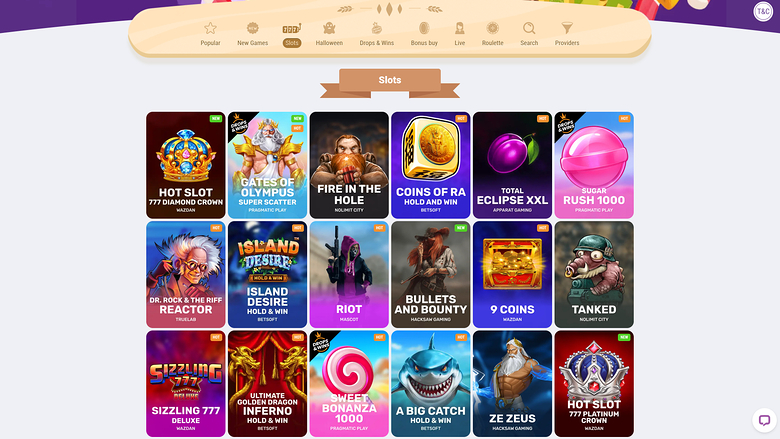 Cookie Casino — Games lobby
