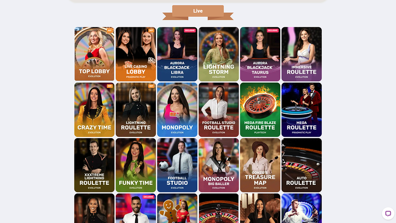 Cookie Casino — Live dealer lobby