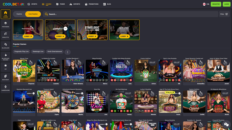 Coolbet — Live dealer lobby