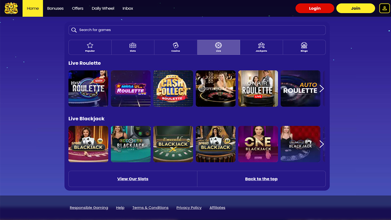 Cop Slots Casino — Live dealer lobby
