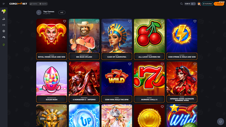 Corgibet Casino — Games lobby