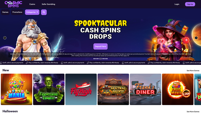 Cosmic Spins Casino — Homepage