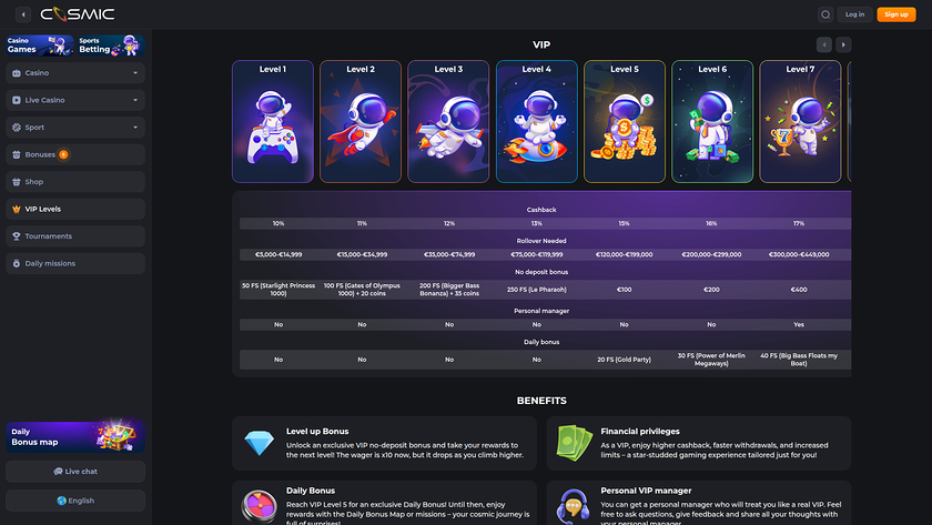 CosmicSlot Casino — VIP section