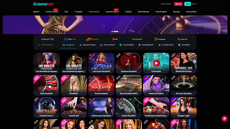Cosmobet — Live dealer lobby