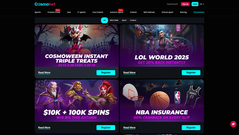 Cosmobet — Promotions page