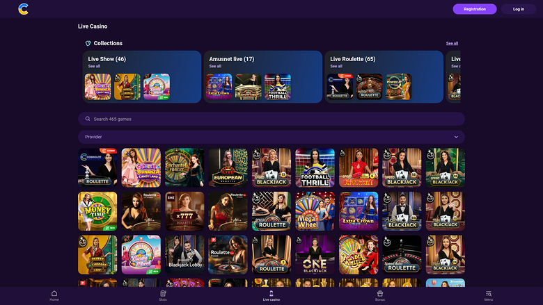 Cosmolot Casino — Live dealer lobby