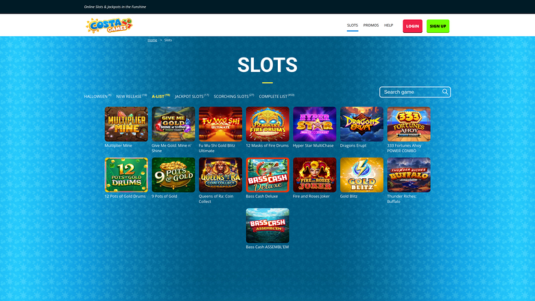 Costa Games Casino — Games lobby