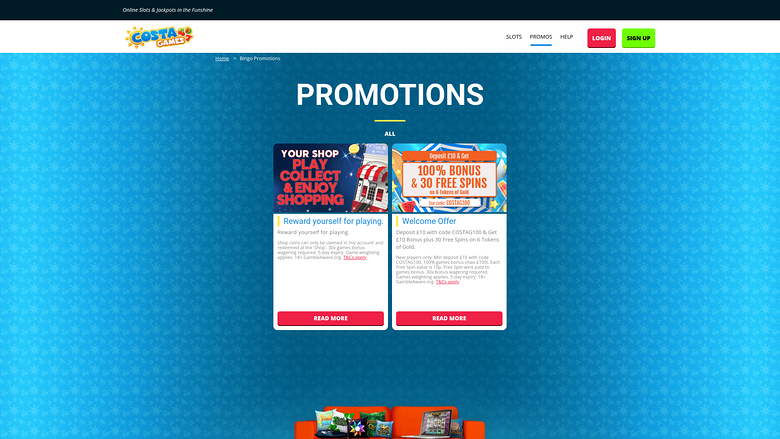 Costa Games Casino — Promotions page