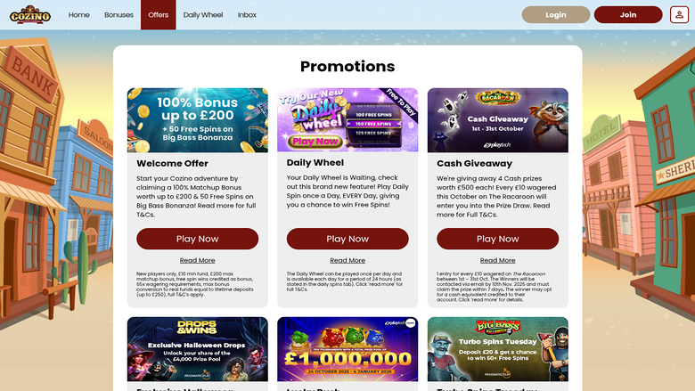 Cozino Casino — Promotions page