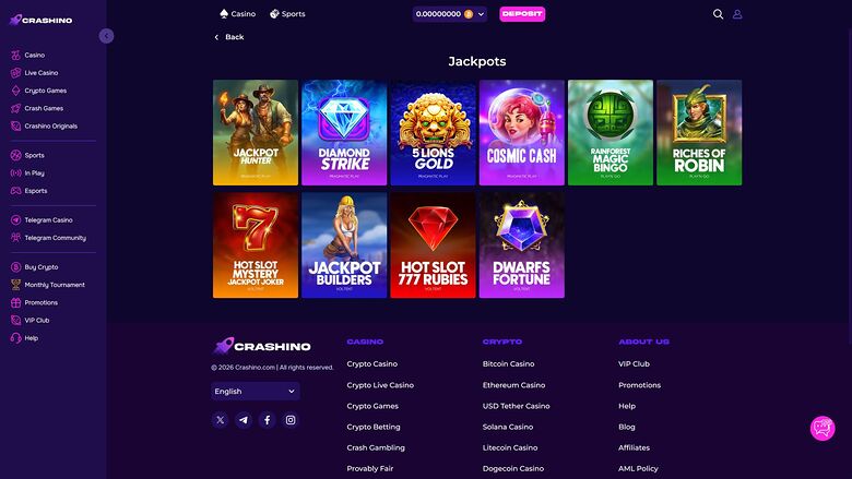 Crashino — Jackpot games