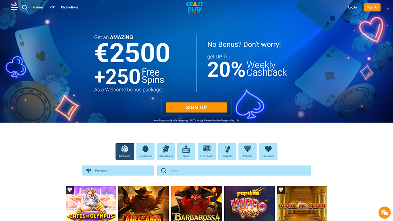 Craze Play Casino — Homepage