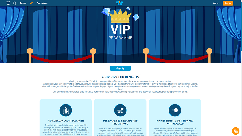 Craze Play Casino — VIP section