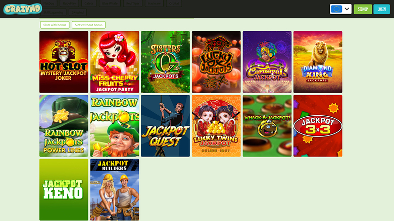 Crazyno Casino — Jackpot games