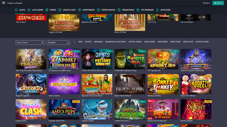 Cristal Poker Casino — Games lobby