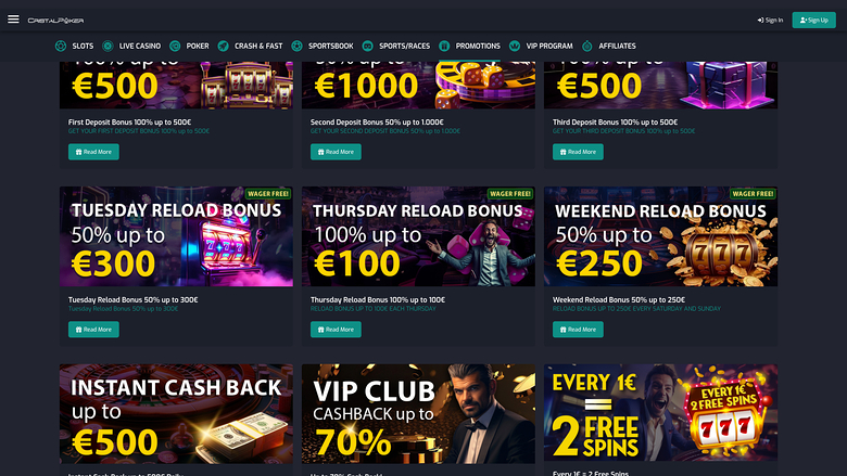 Cristal Poker Casino — Promotions page