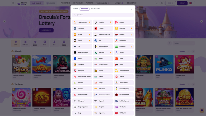 Crown Slots Casino — Games by studio