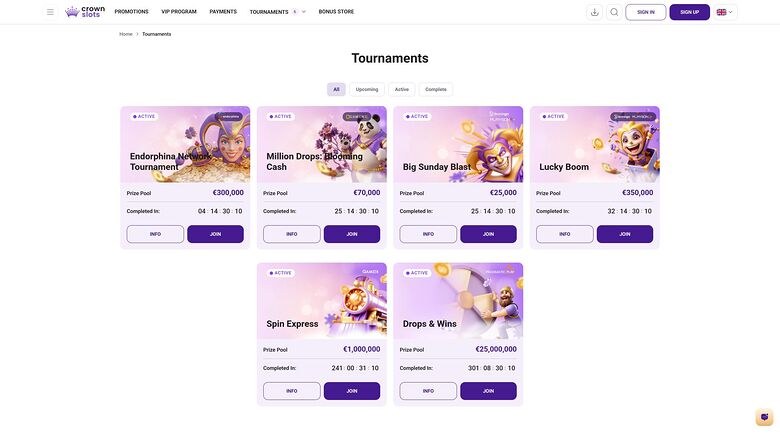 Crown Slots Casino — Tournaments