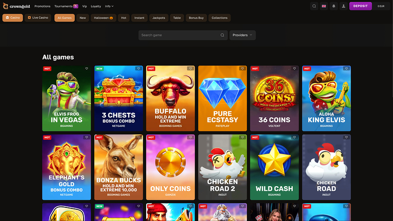 Crowngold Casino — Games lobby