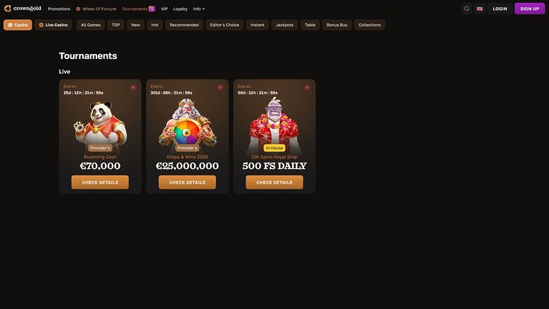 Crowngold Casino — Tournaments