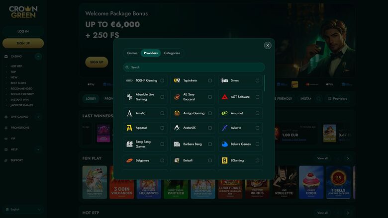 CrownGreen Casino — Games by studio