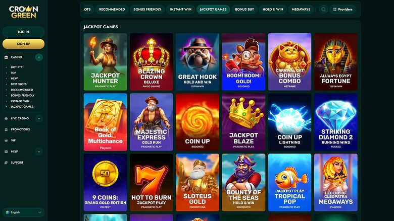 CrownGreen Casino — Jackpot games