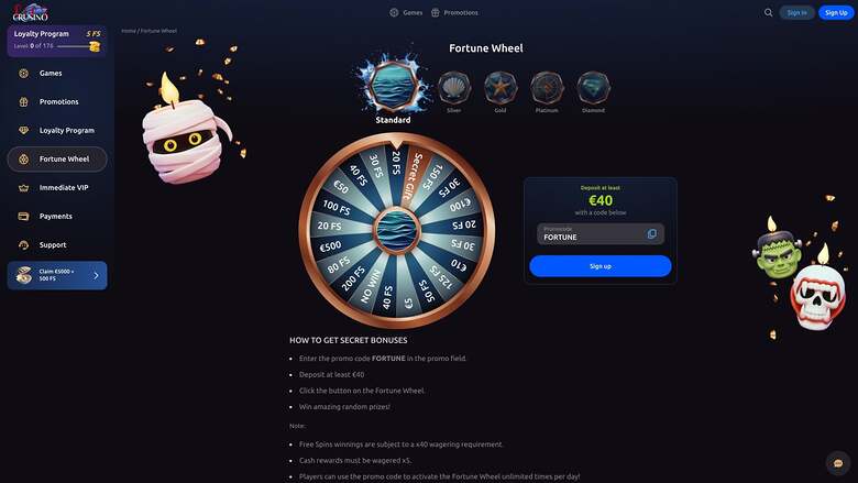 Crusino Casino — Fortune wheel