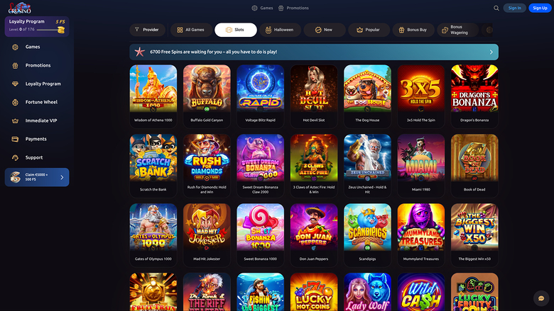Crusino Casino — Games lobby