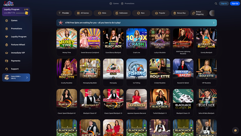 Crusino Casino — Live dealer lobby