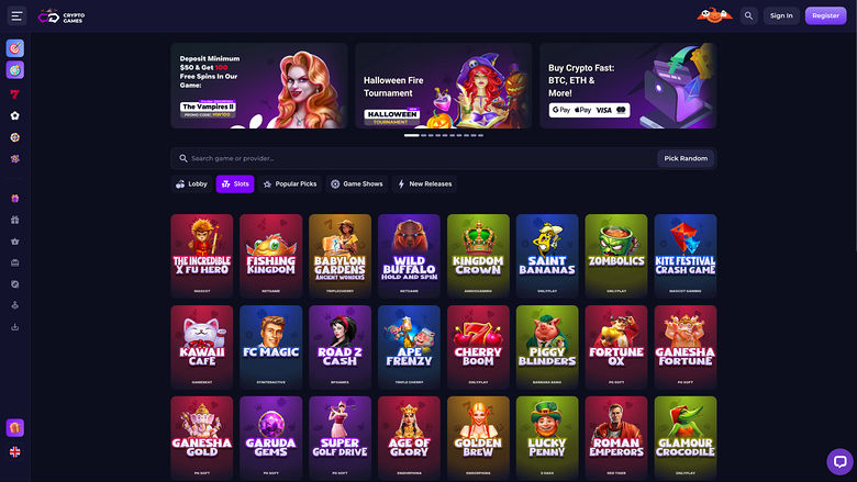 Crypto Games — Games lobby