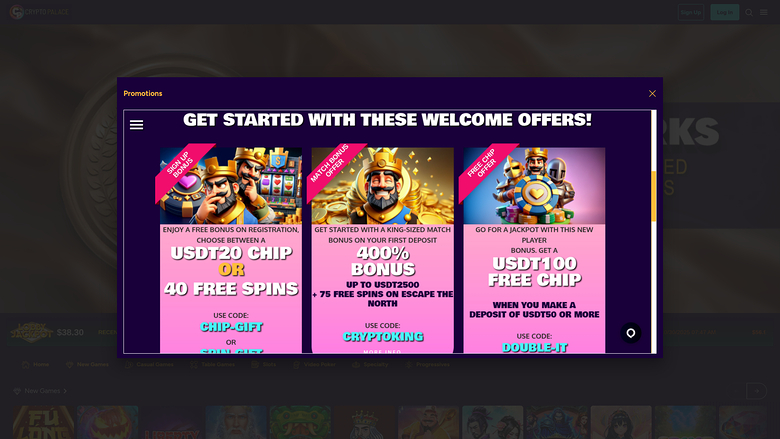 Crypto Palace Casino — Promotions page