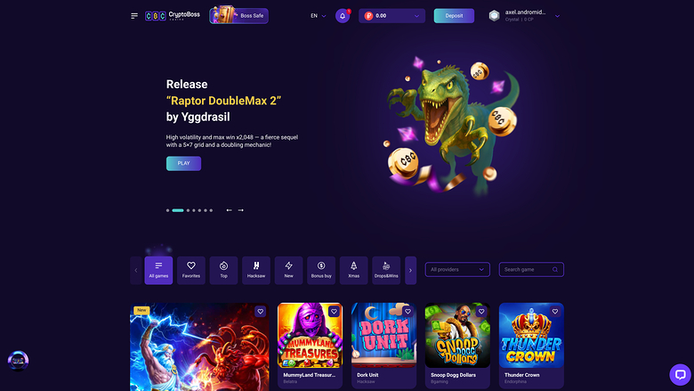 CryptoBoss Casino — Homepage