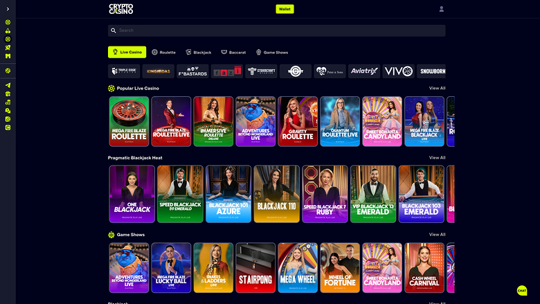 CryptoCasino.com — Live dealer lobby