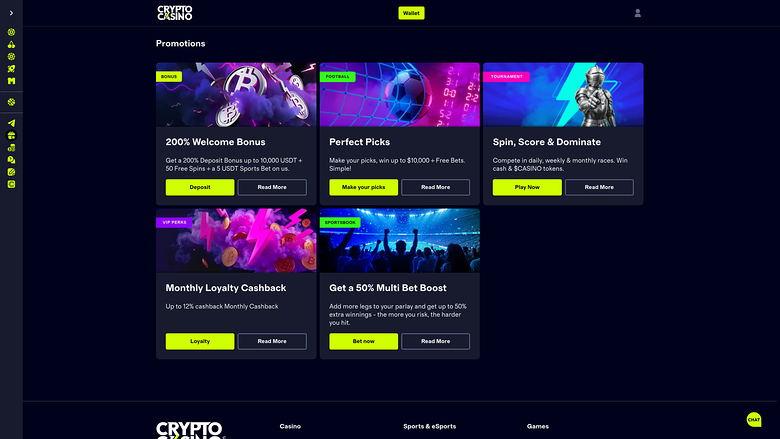 CryptoCasino.com — Promotions page