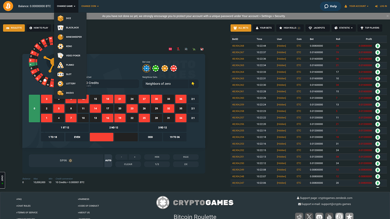 CryptoGames Casino — Games lobby