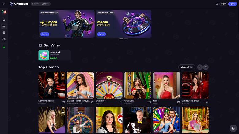 CryptoLeo Casino — Live dealer lobby