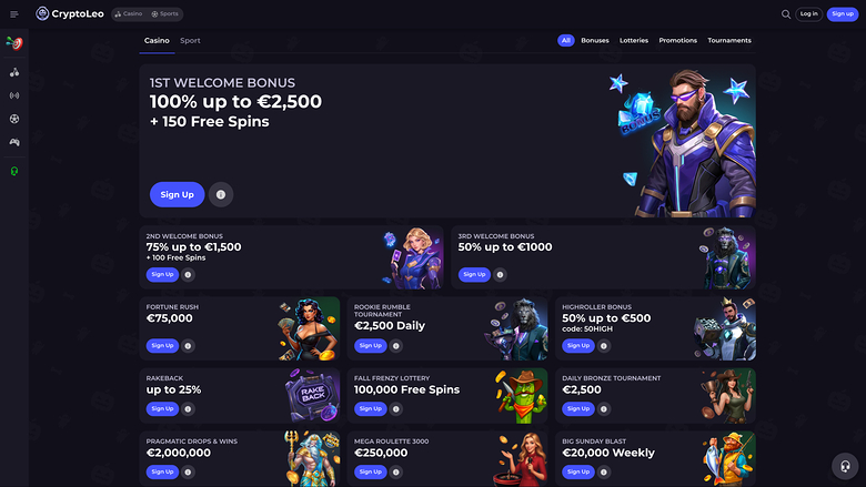 CryptoLeo Casino — Promotions page