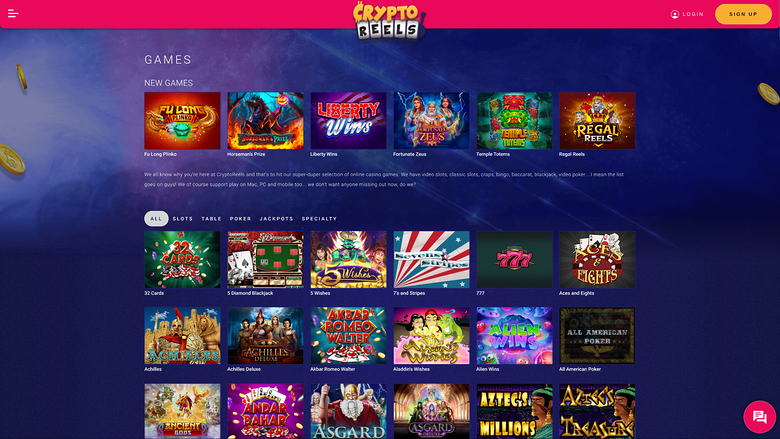 CryptoReels — Games lobby