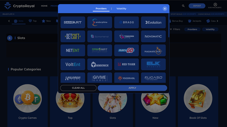 CryptoRoyal Casino — Games by studio