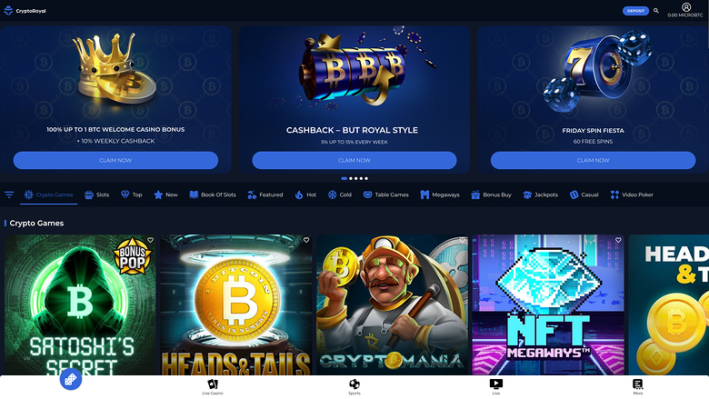 CryptoRoyal Casino — Games lobby