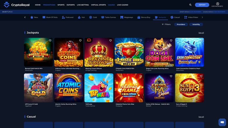CryptoRoyal Casino — Jackpot games