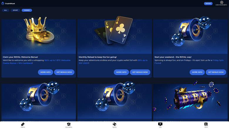 CryptoRoyal Casino — Promotions page