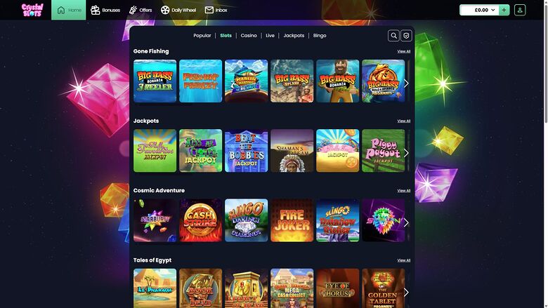 Crystal Slots — Games lobby