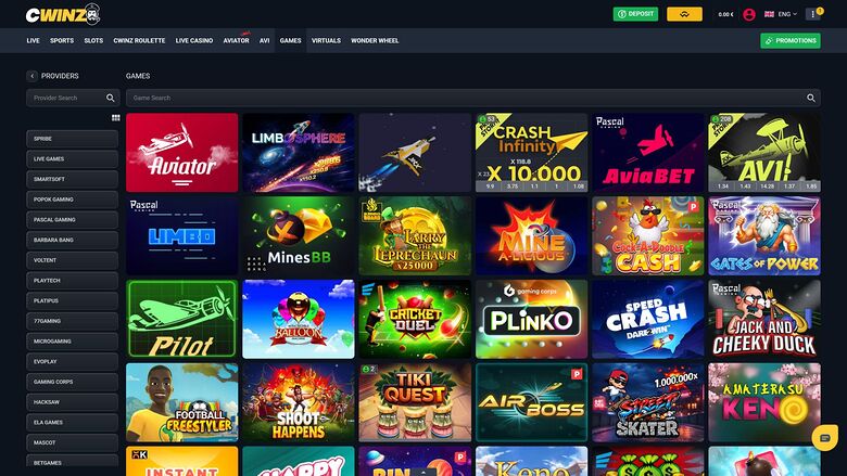 Cwinz — Games lobby