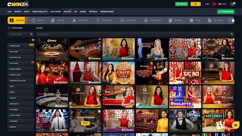Cwinz — Live dealer lobby