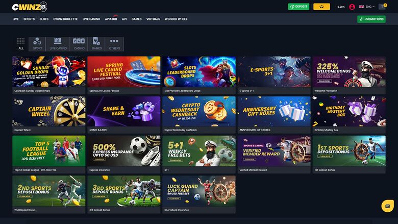 Cwinz — Promotions page