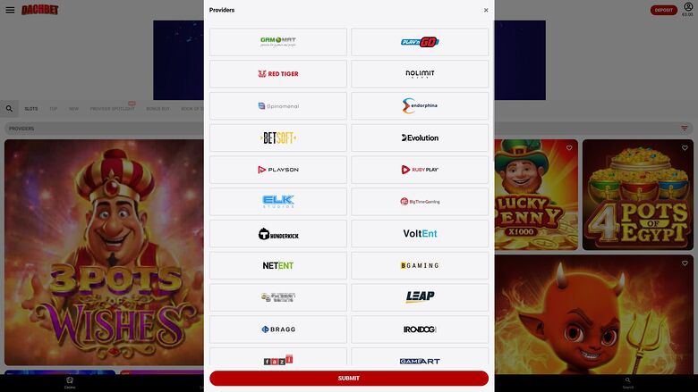 Dachbet Casino — Games by studio