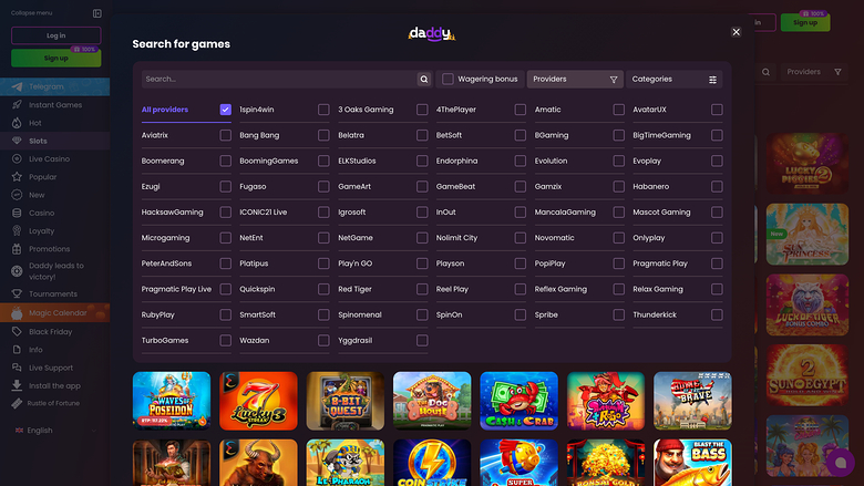 Daddy Casino — Games by studio