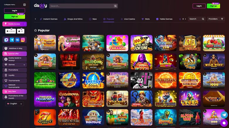 Daddy Casino — Games lobby