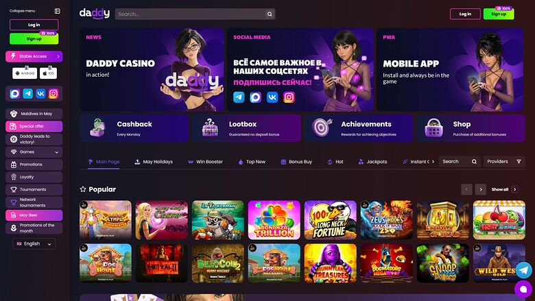 Daddy Casino — Homepage